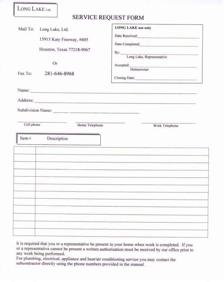 4 Service Request Form Templates Word Word Excel Templates