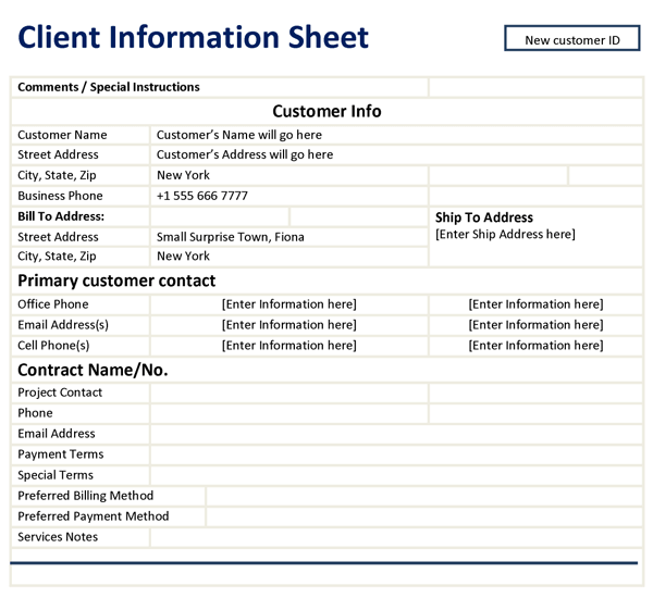 12 Customer Information Sheet Templates Word Excel Templates