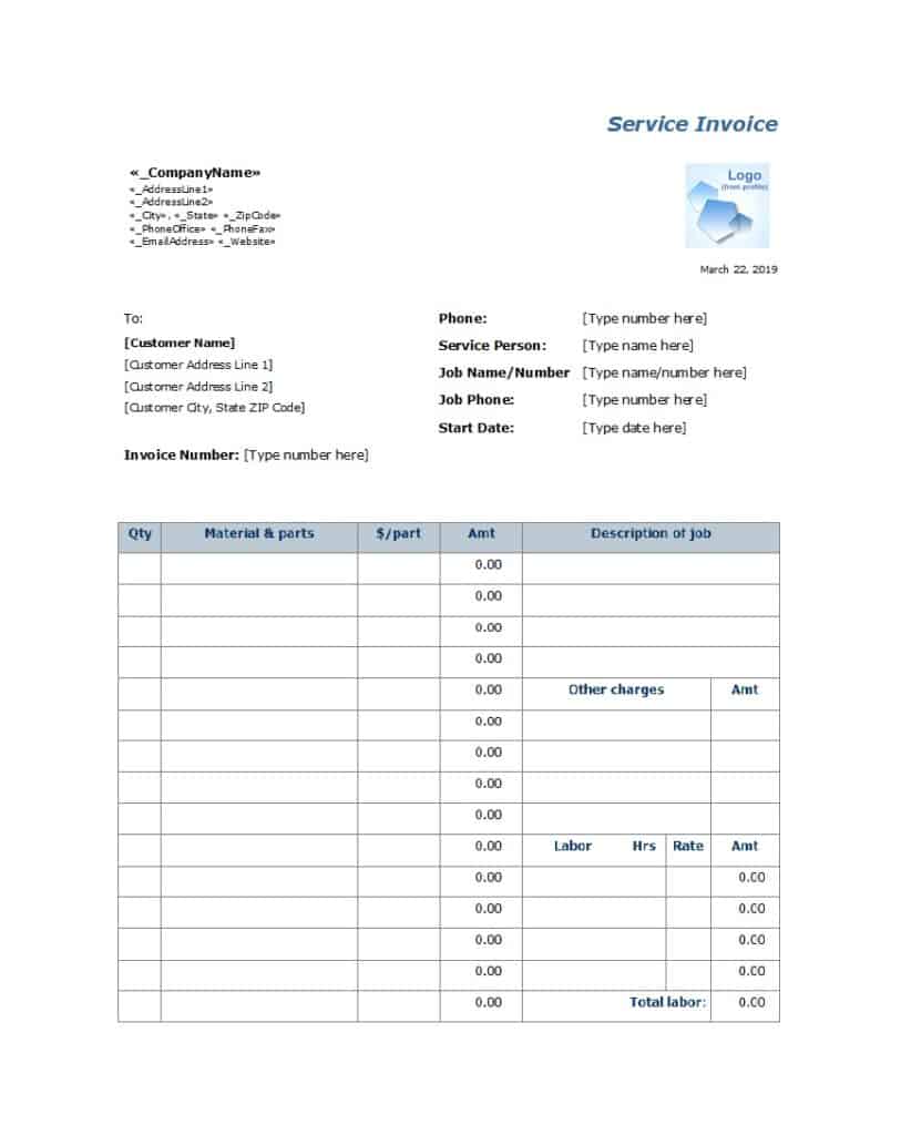 online invoice template word