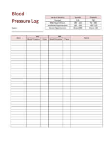 5+ Blood Pressure Log Templates - Word Excel Templates