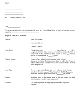 4+ Letter of Intent to Lease Templates - Word Excel Templates