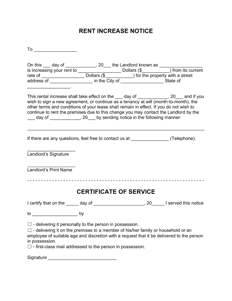 5+ Notice Of Rent Increase Form Templates - Word Excel Templates