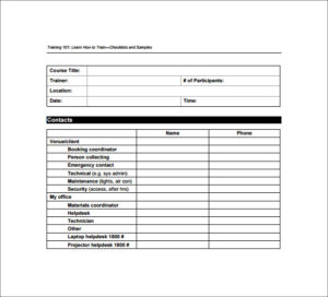 5+ Training Checklist Templates - Word Excel Templates