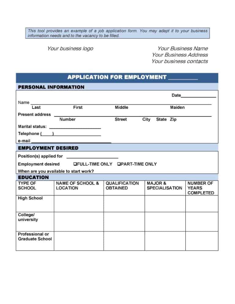 12+ Free Job Application Form Templates - Word Excel Templates