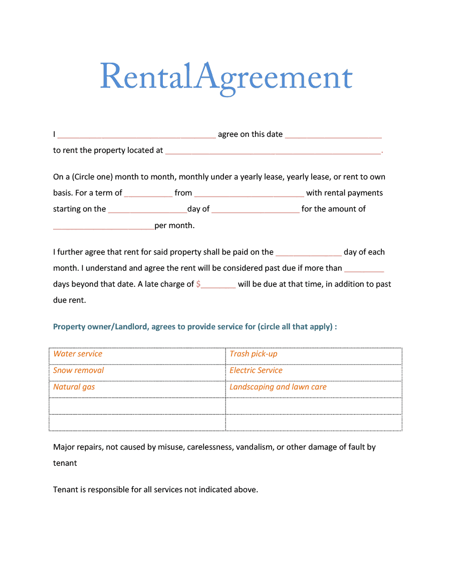 Printable Room Lease Agreement Printable World Holiday
