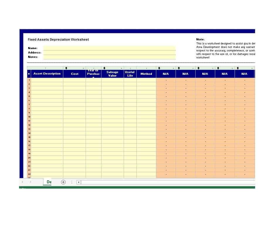 Depreciation Schedule Template Excel Free Nisma Info